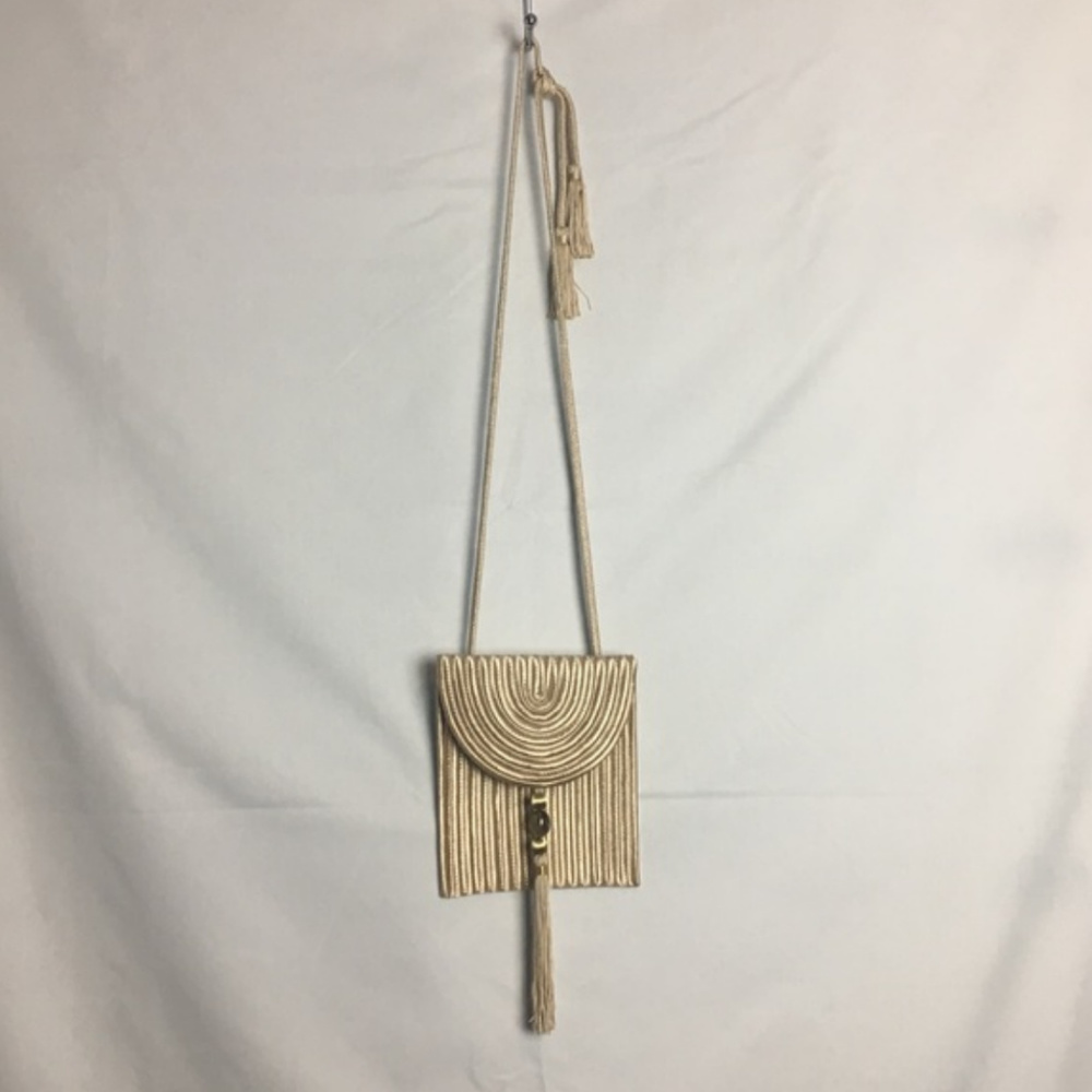 Vintage Gold Tassel Bag with Crossbody Strap - Picture 7 of 8